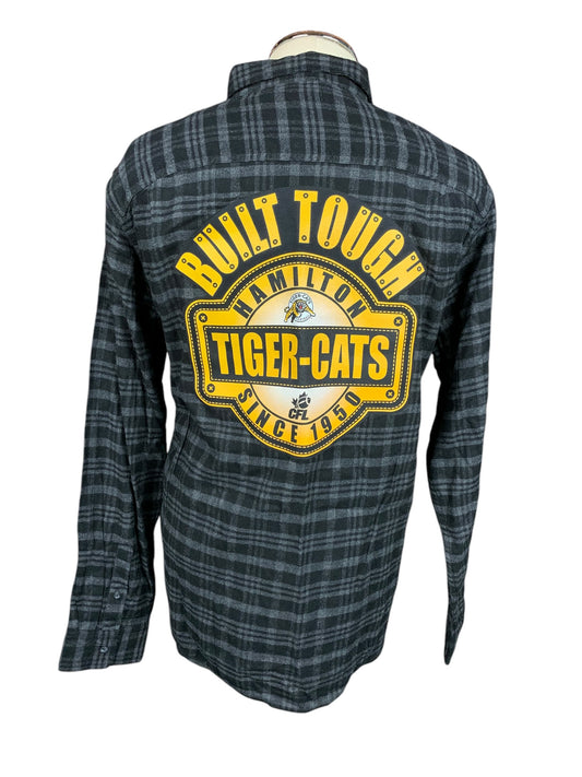 Hamilton Tiger Cats Flannel Shirt Custom Rework Size XL