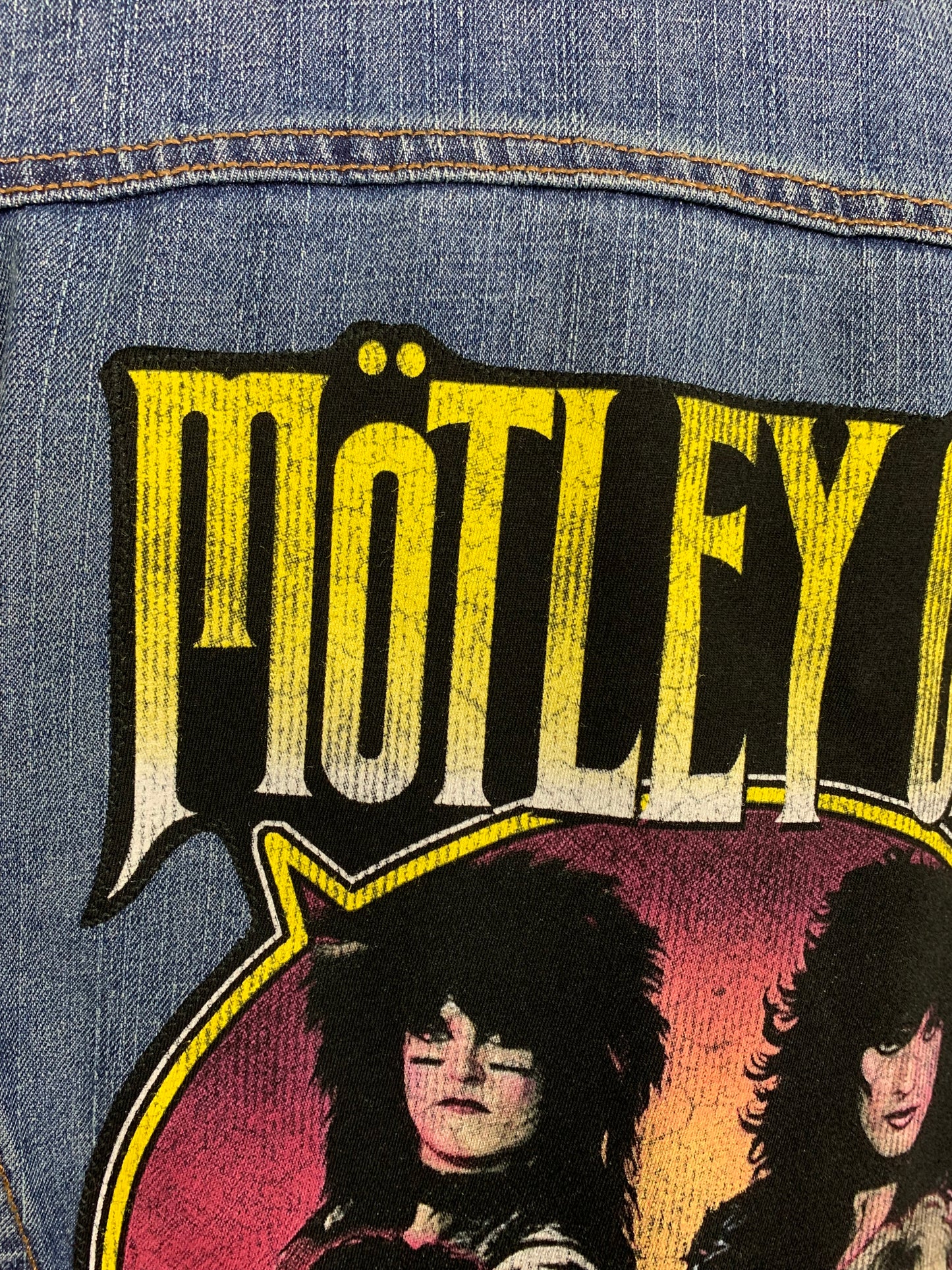 Motley Crue Jean Jacket Custom Rework XL