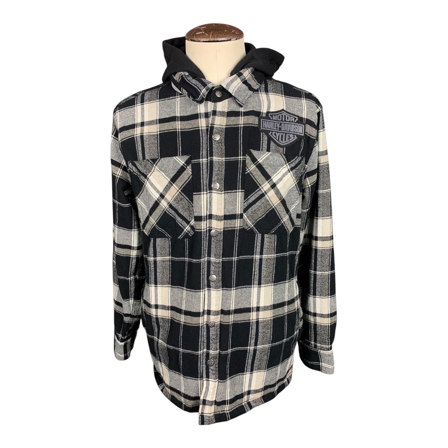 Harley Davidson Live To Ride Hooded Flannel Custom Rework XL