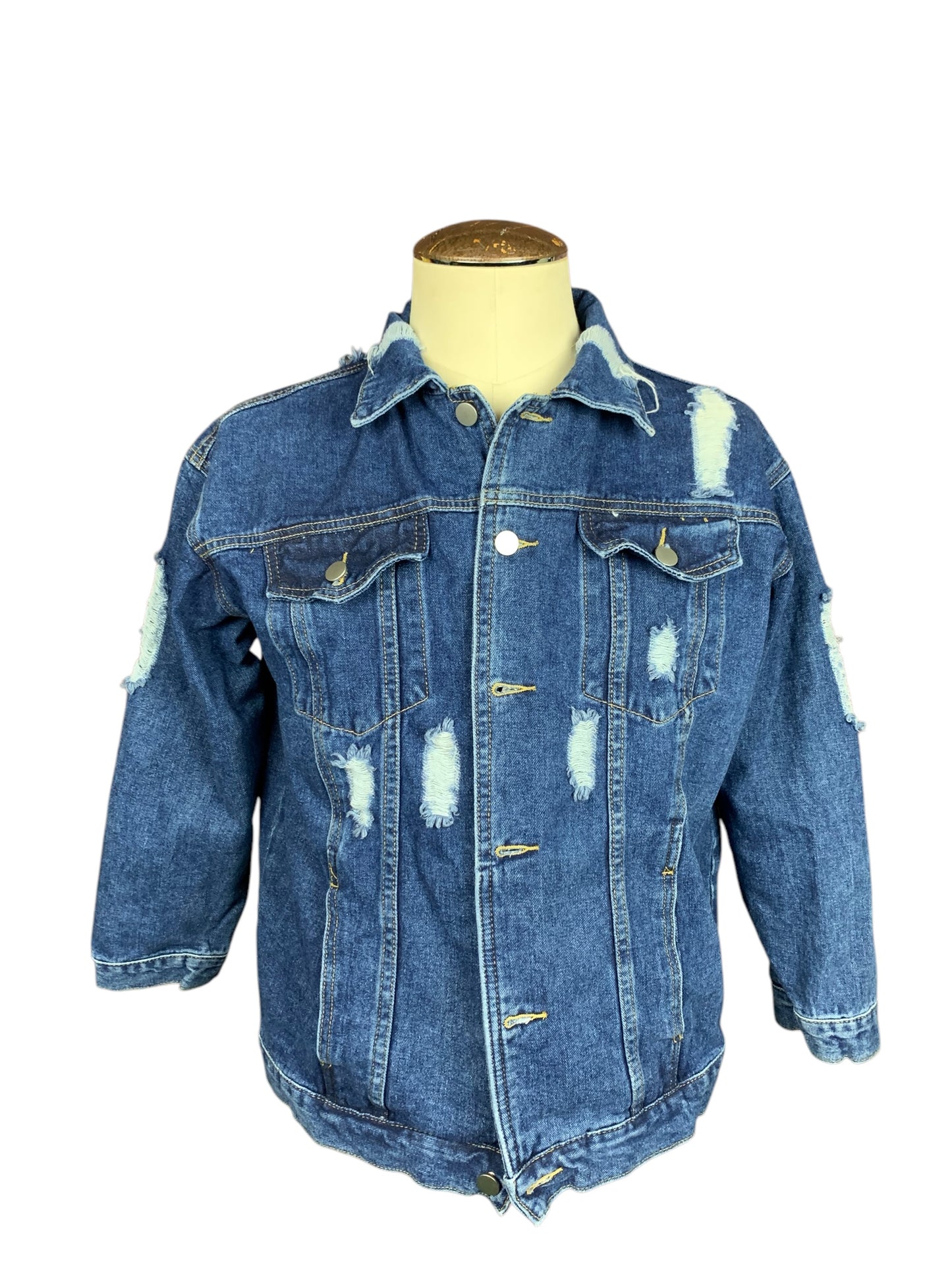 Ghost Distressed Jean Jacket Custom Rework Size Large