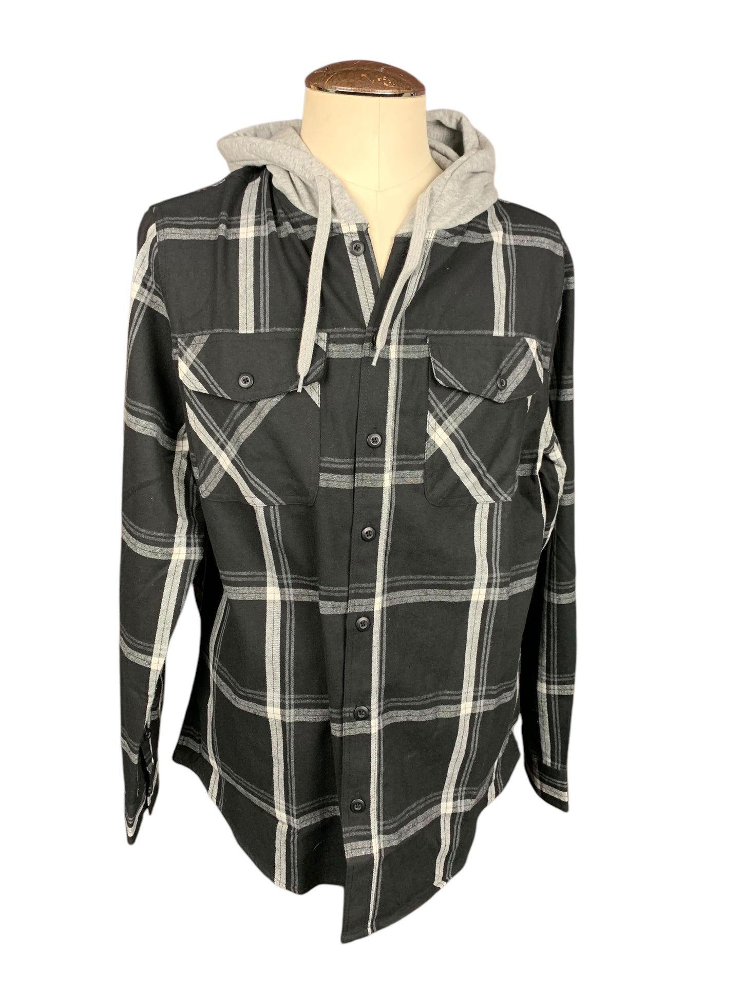 Johnny Cash Hooded Flannel Shirt Custom Rework Size XL