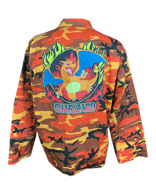 Charizard Camo Canvas Jacket Custom Rework XL