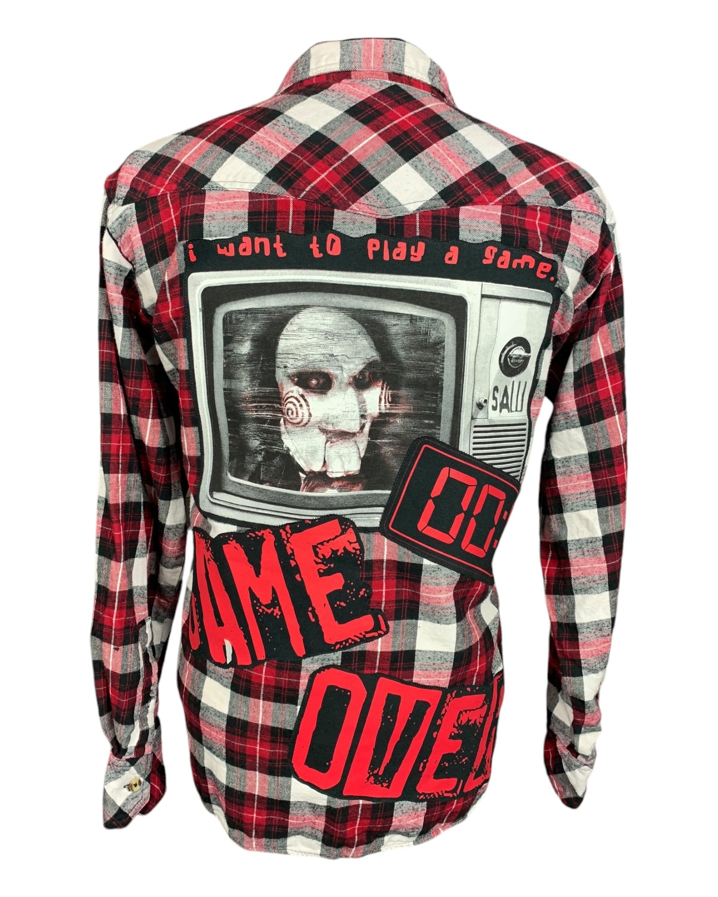 Saw Game Over Flannel Shirt Custom Rework Large