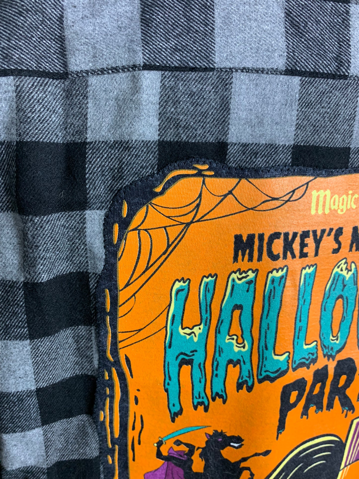 Mickeys Not So Scary Halloween Party Flannel Shirt Custom Rework XL