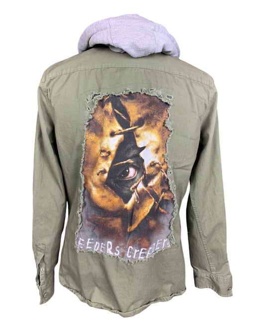 Jeepers Creepers Distressed Hooded Jacket Custom Rework Large