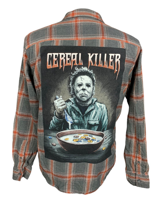 Michael Myers Cereal Killer Flannel Shirt Custom Rework Large