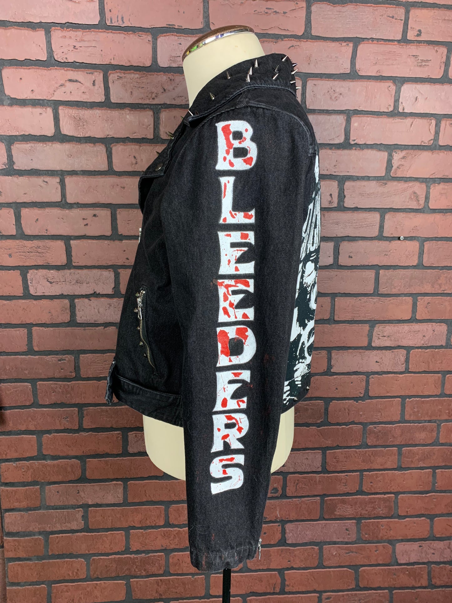 Black Veil Brides Studded Denim Jacket Custom Rework Ladies XL