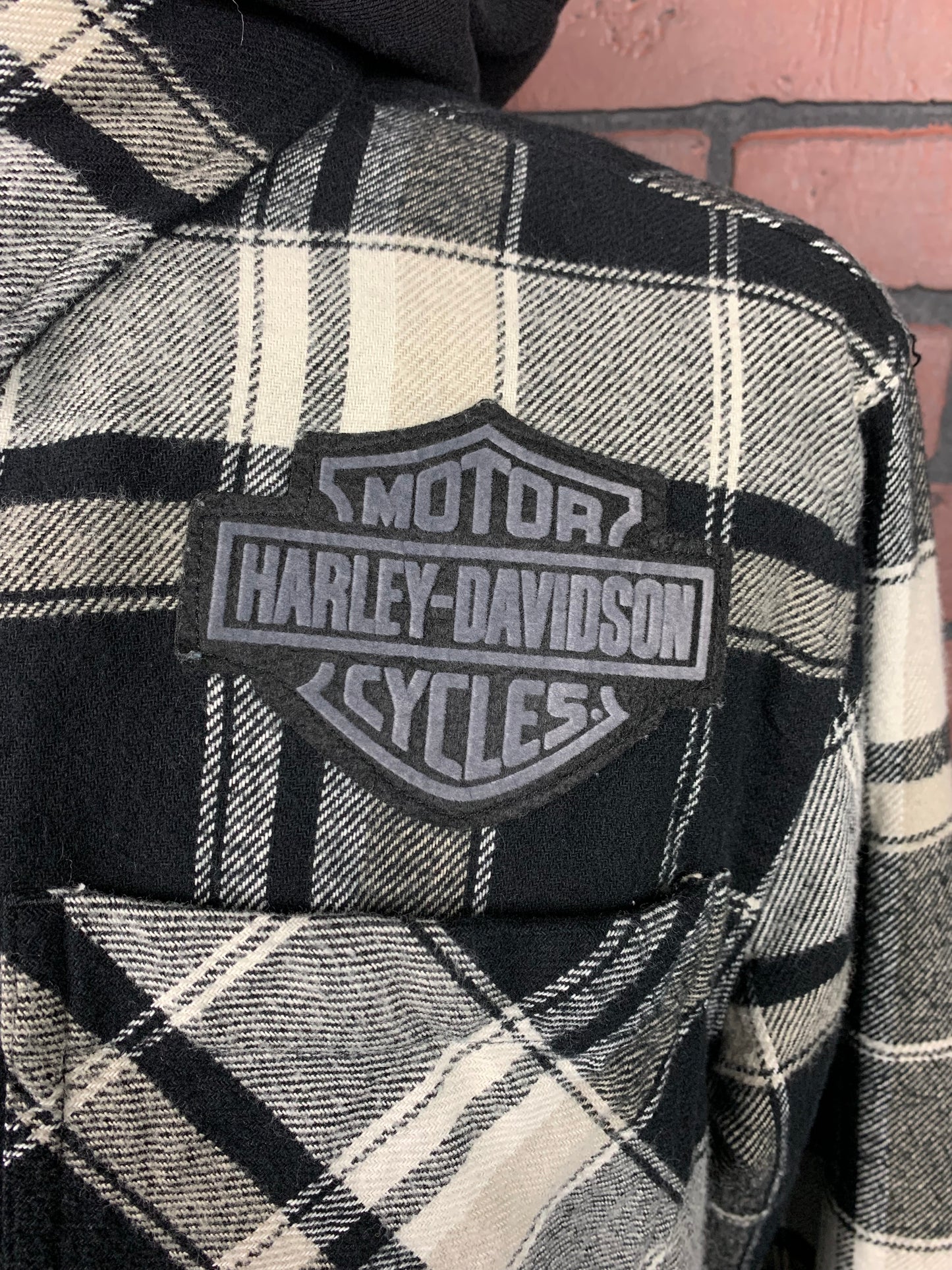 Harley Davidson Live To Ride Hooded Flannel Custom Rework XL