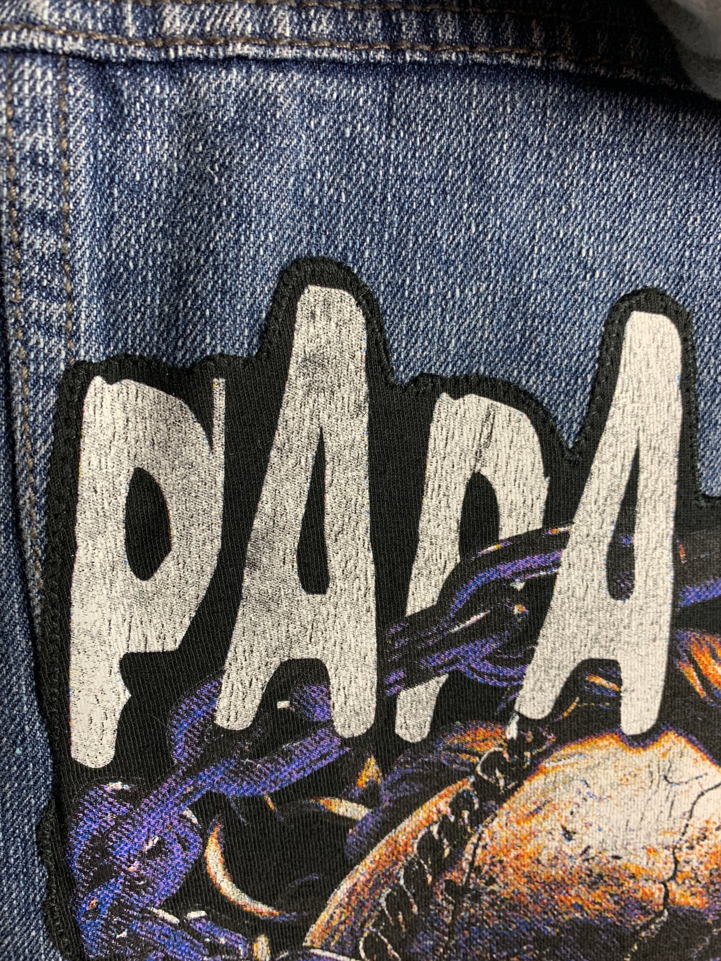 Papa Roach Hooded Denim Jacket Custom Rework XL