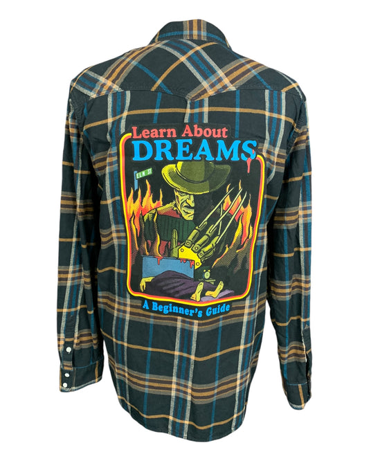 Freddy Krueger Learn About Dreams Flannel Shirt Custom Rework XL