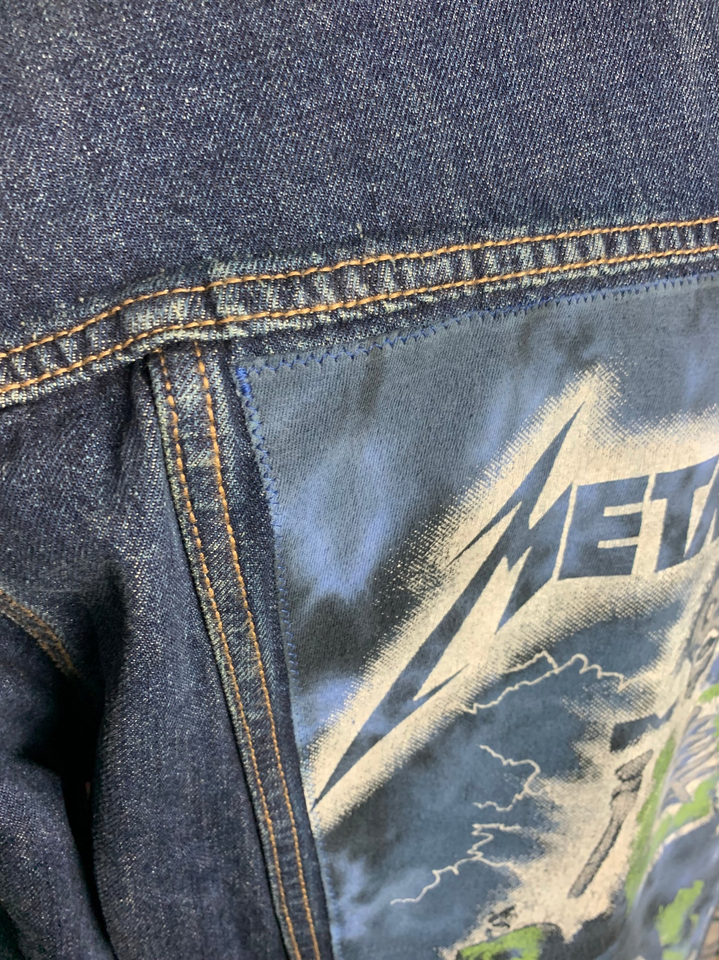 Metallica Denim Jean Jacket Custom Rework Large