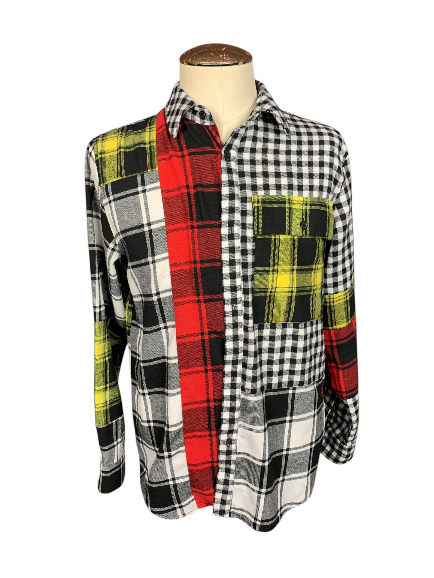 Sublime Color Block Light Flannel Shirt Custom Rework Size XL