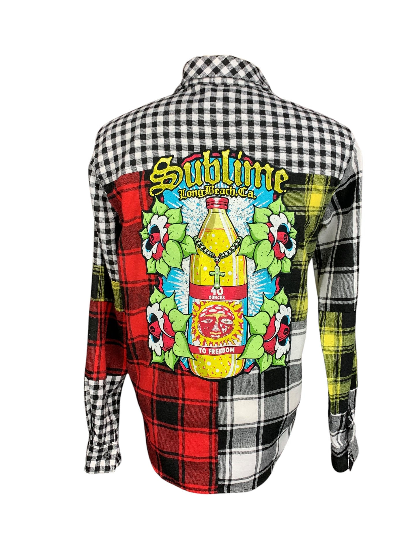 Sublime Color Block Light Flannel Shirt Custom Rework Size XL