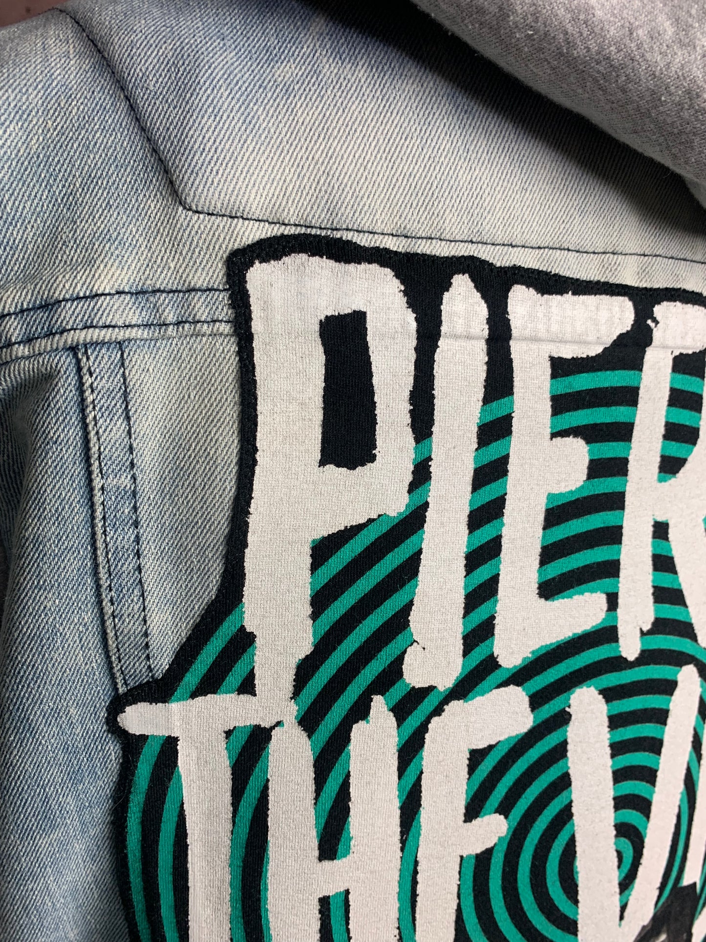 Pierce the Veil Hooded Jean Jacket Custom Rework Medium