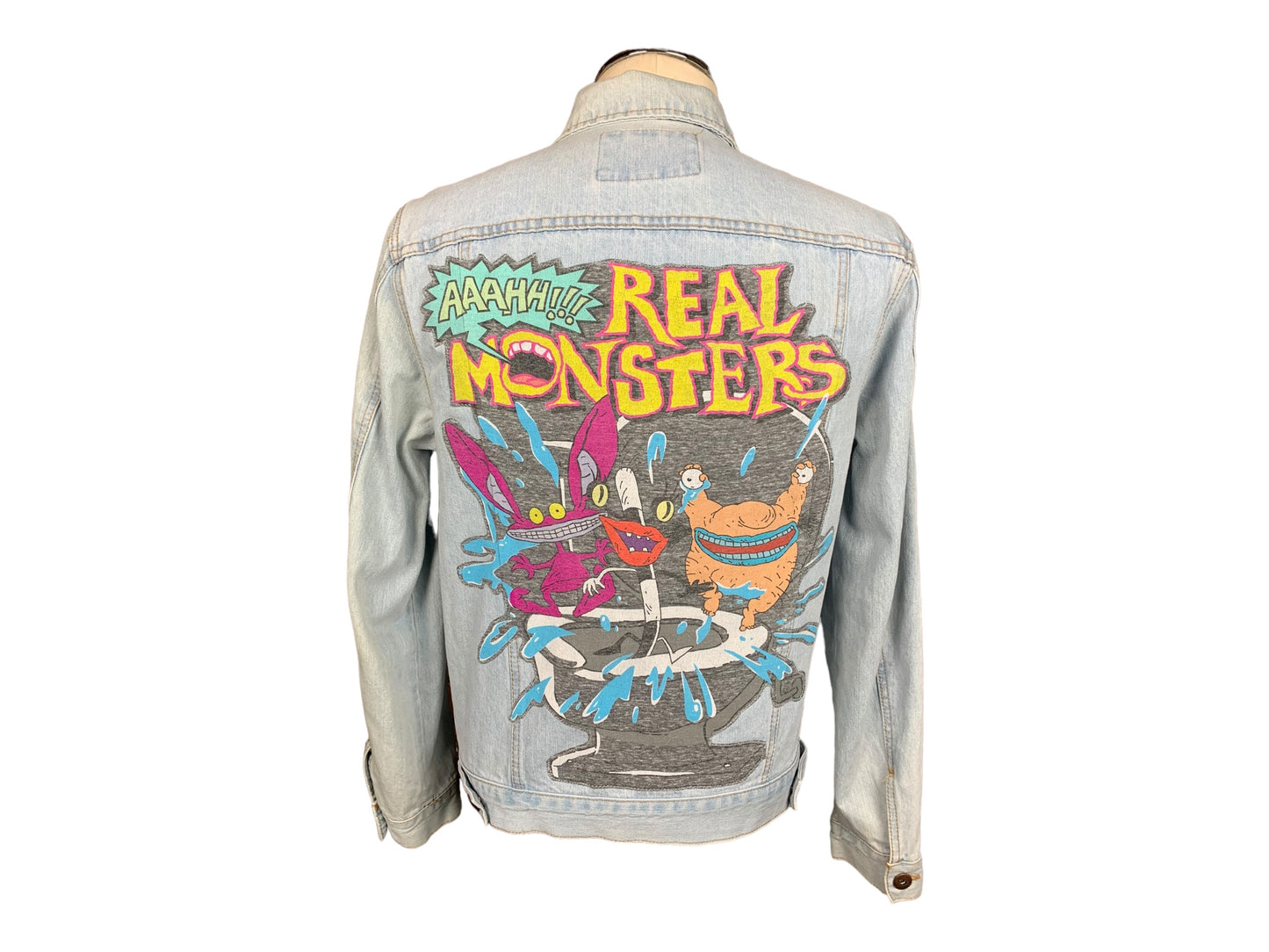 Aaahh Real Monsters Denim Jean Jacket Custom Rework Medium