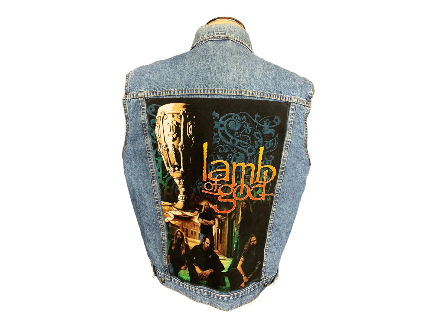 Lamb of God Denim Vest Custom Rework Large