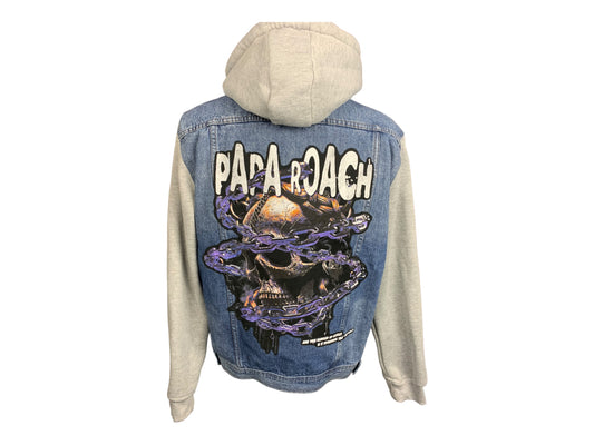 Papa Roach Hooded Denim Jacket Custom Rework XL