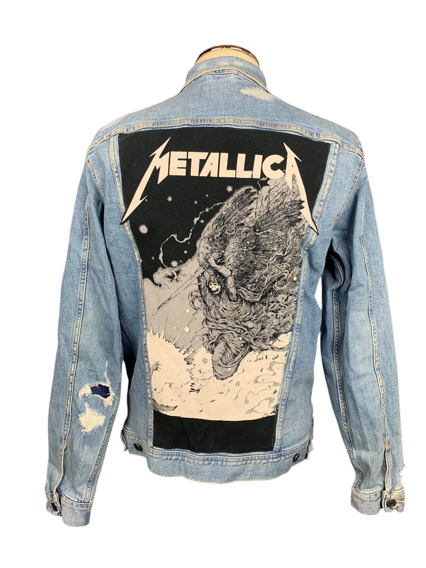 Metallica Denim Jean Jacket Custom Rework Size XL