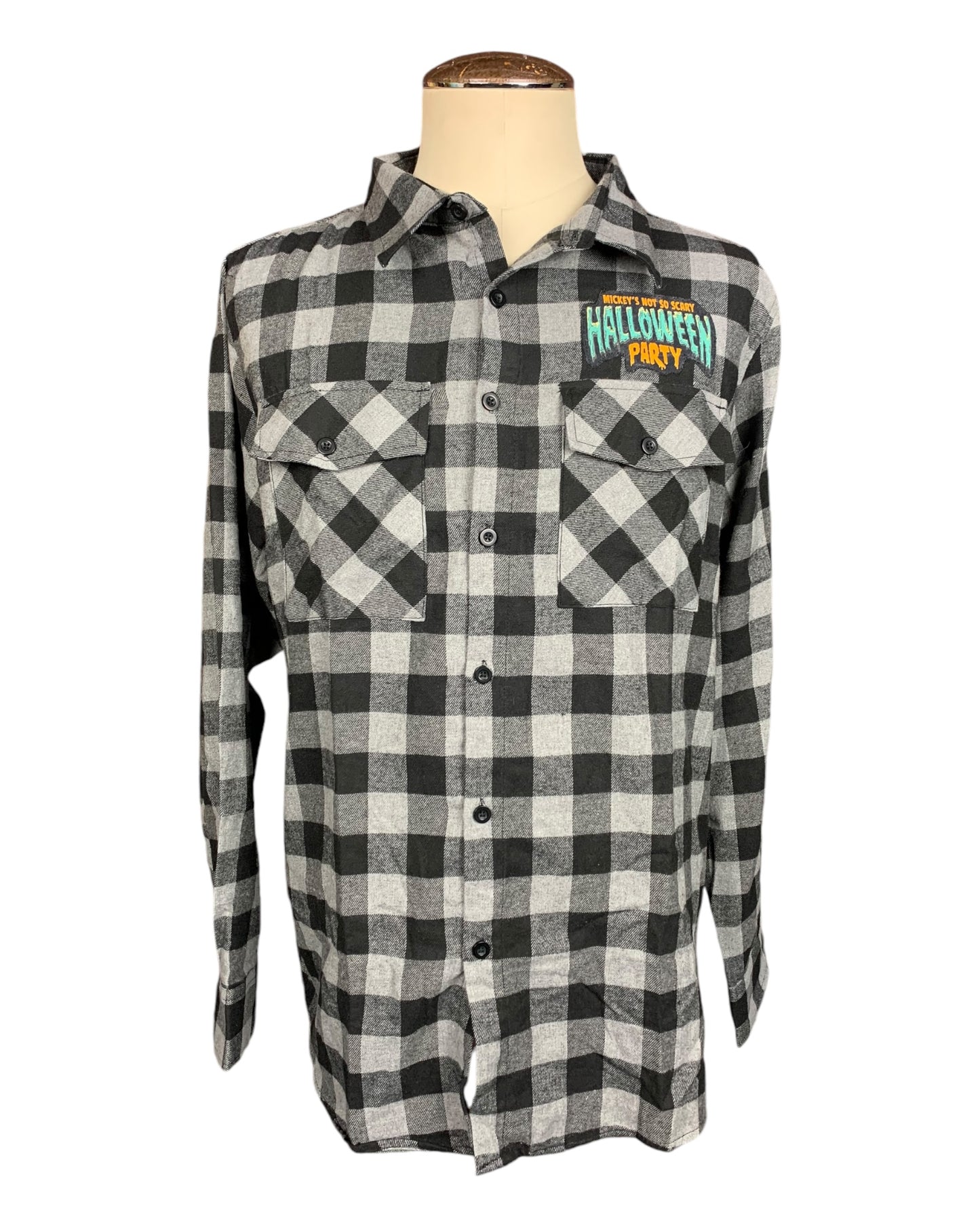 Mickeys Not So Scary Halloween Party Flannel Shirt Custom Rework XL