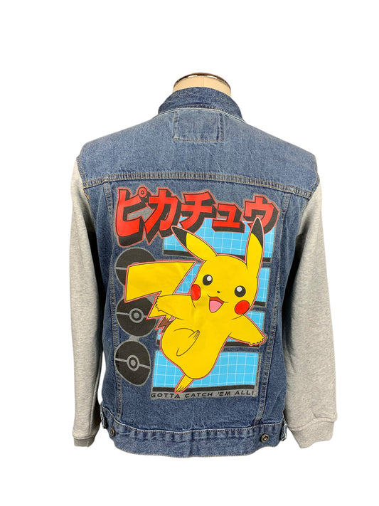 Pikachu Denim Jacket Custom Rework Size Large