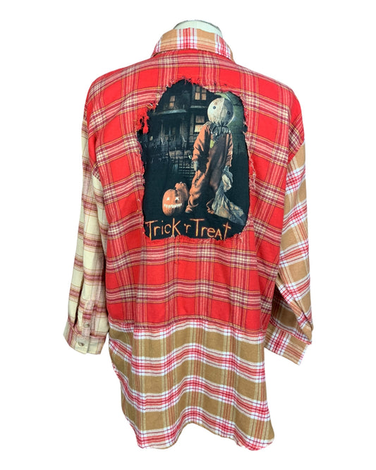 Trick r Treat Distressed Pop Out Flannel Ladies 1X