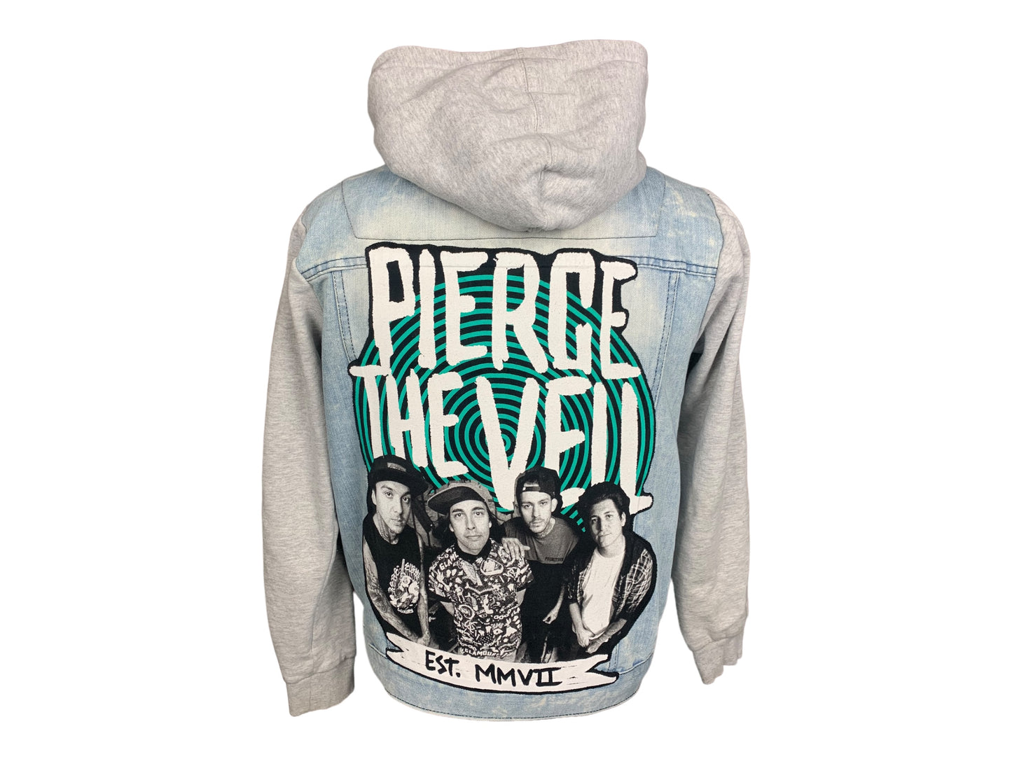 Pierce the Veil Hooded Jean Jacket Custom Rework Medium