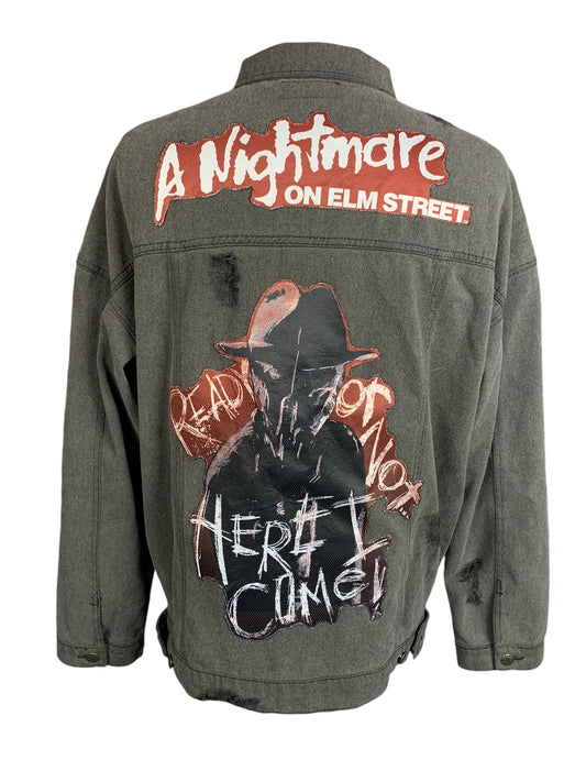 A Nightmare On Elm Street Denim Jean Jacket Custom Rework XL