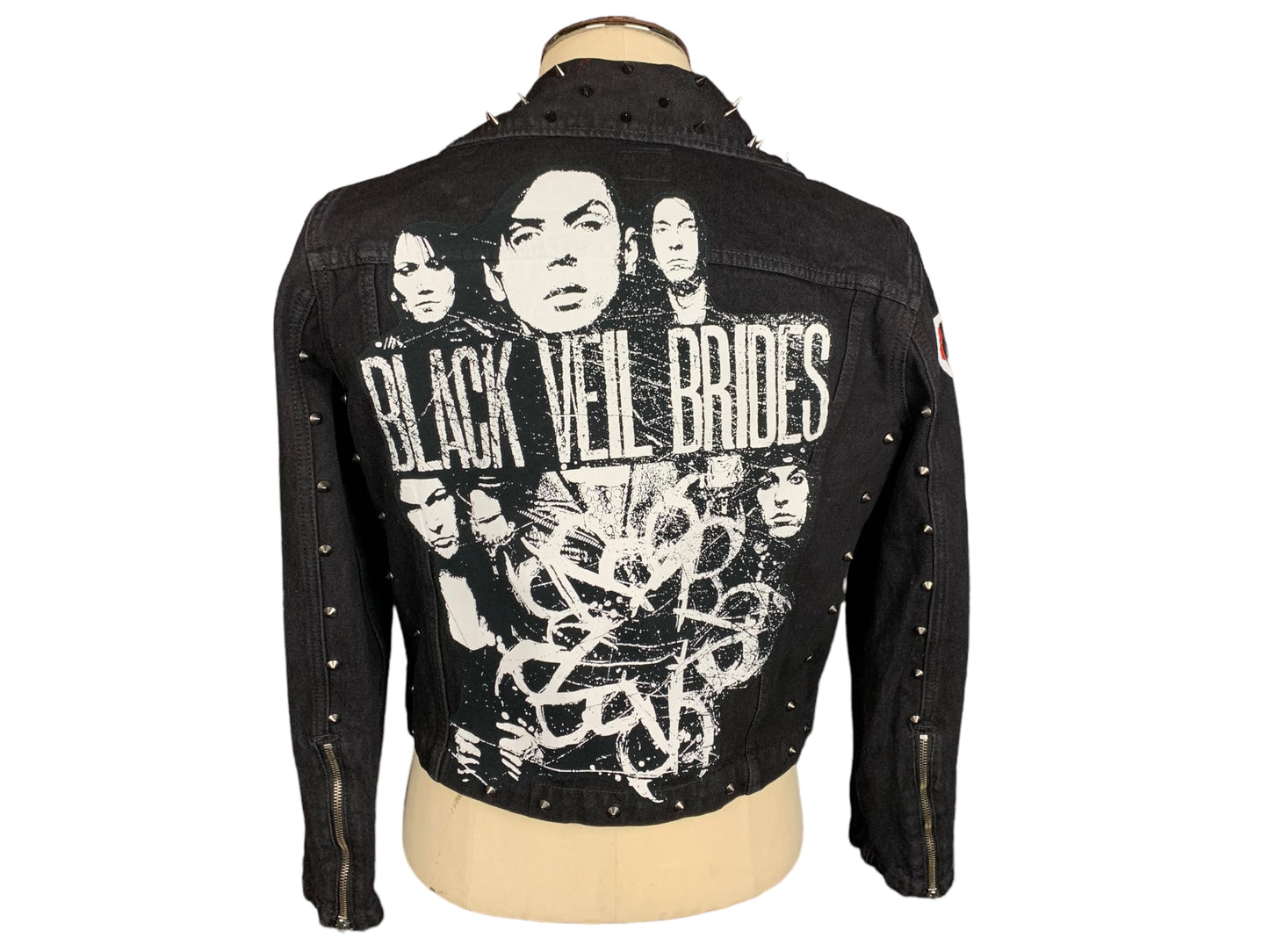 Black Veil Brides Studded Denim Jacket Custom Rework Ladies XL