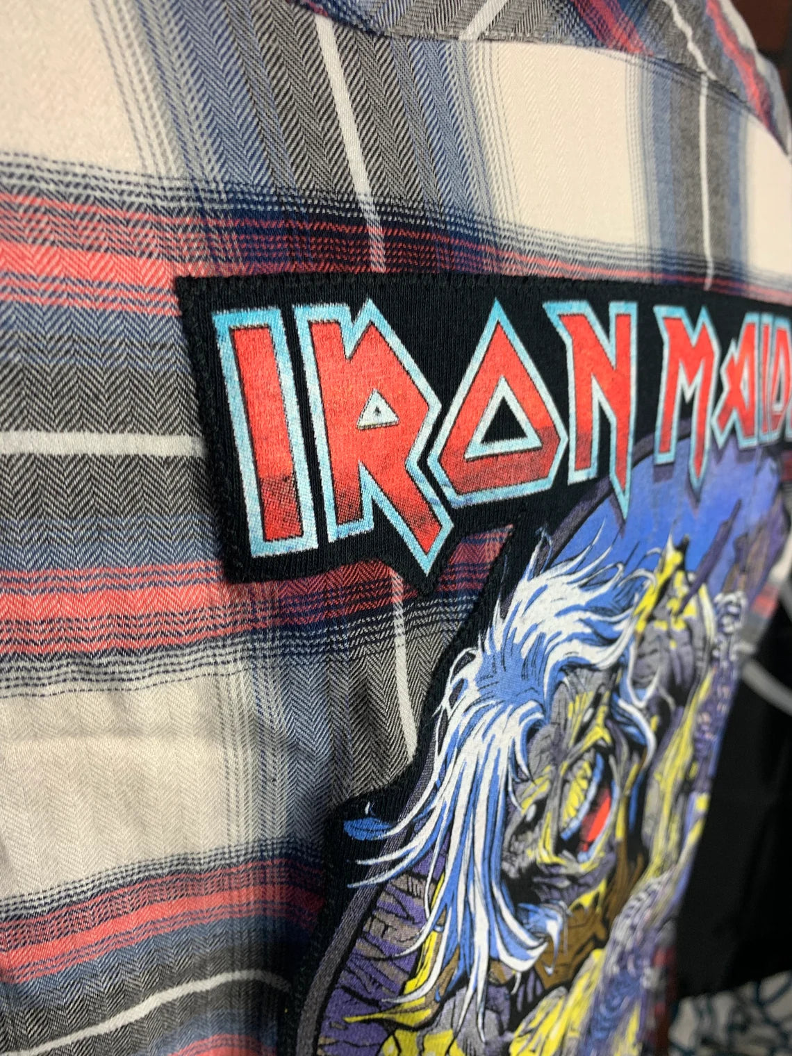 Iron Maiden "Legacy of the Beast" Plaid Shirt Custom Rework XXL