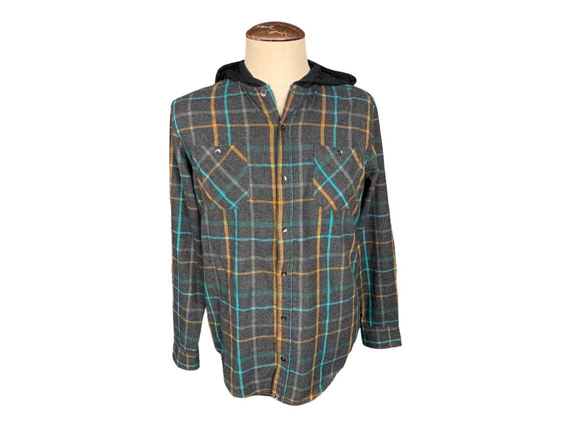 All Time Low Hooded Flannel Shirt Custom Rework Medium