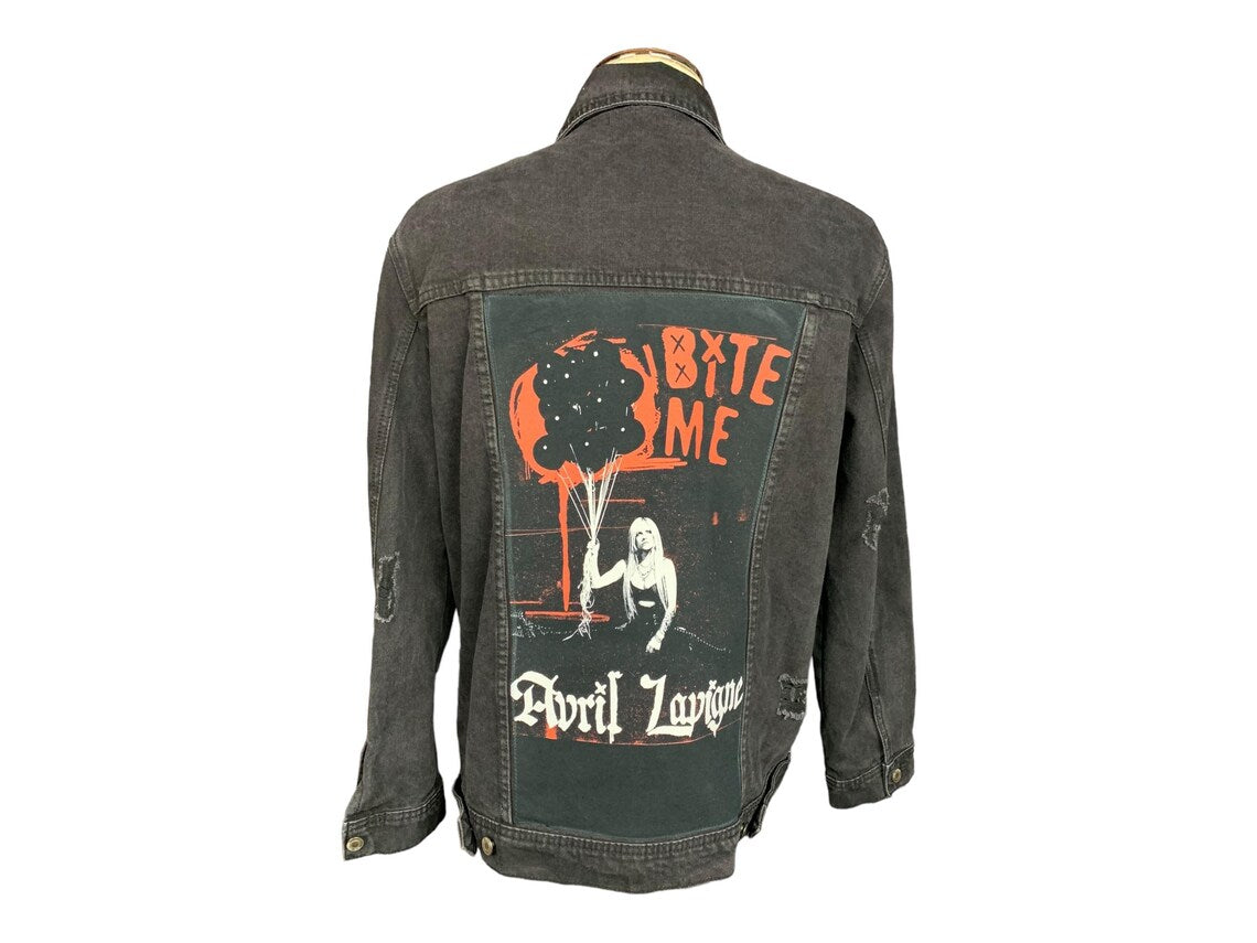 Avril Lavigne Denim Jean Jacket Custom Rework Ladies Large