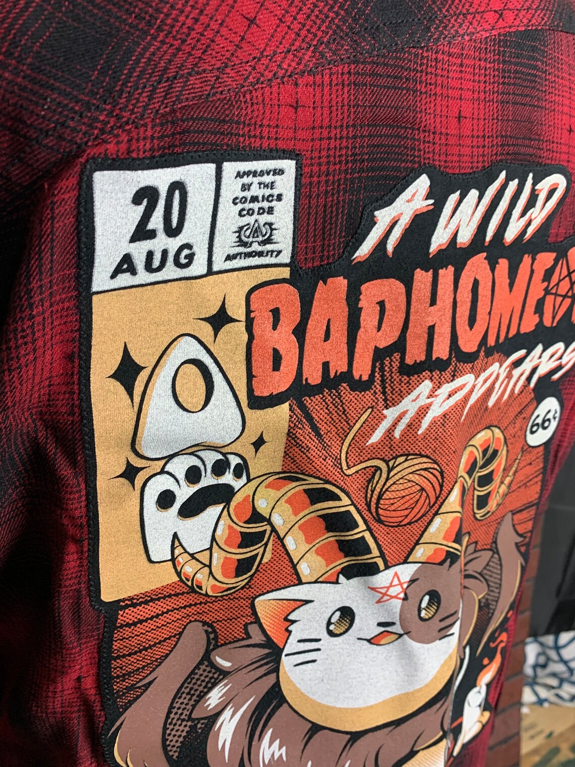 A Wild Baphomeow Appears Flannel Shirt Custom Rework