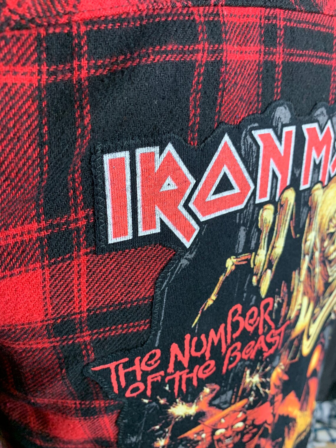 Iron Maiden "Number of the Beast" Flannel Shirt Custom Rework Ladies Medium