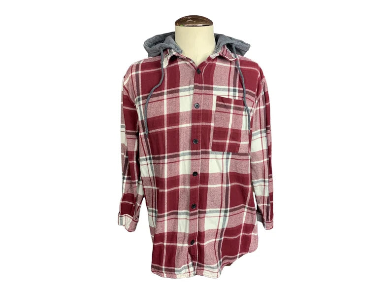 Bon Jovi Hooded Flannel Shirt Custom Rework XL