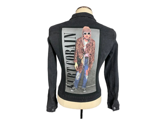 Kurt Cobain Denim Jacket Custom Rework Ladies Large