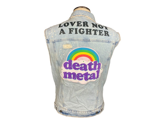 Death Metal Denim Vest Custom Reworl Large