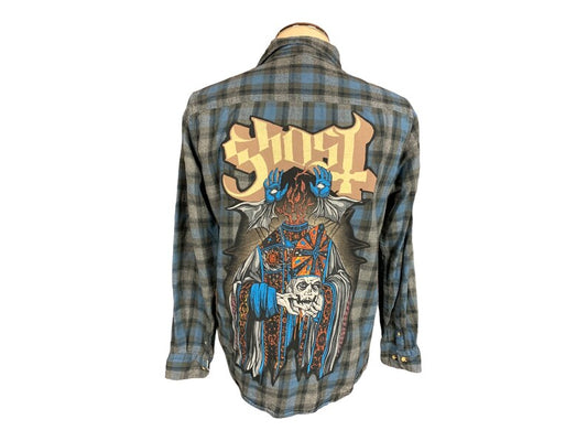 Ghost Flannel Shirt Custom Rework Large