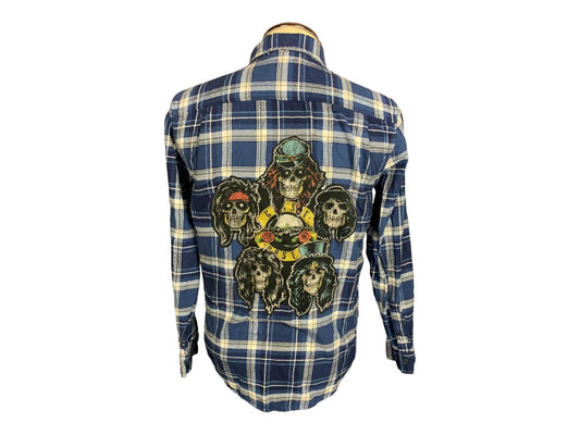 Guns N Roses Flannel Shirt Custom Rework Small