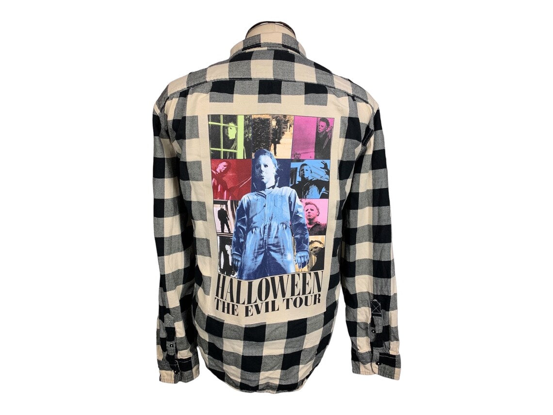 Halloween the Evil Tour Flannel Shirt Custom Rework XXL