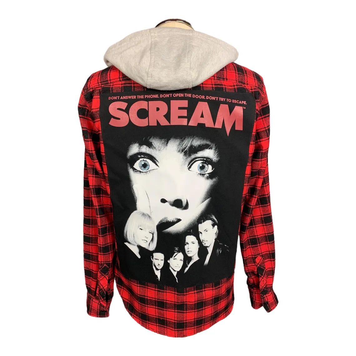 Scream Hooded Flannel Shirt Custom Rework Medium