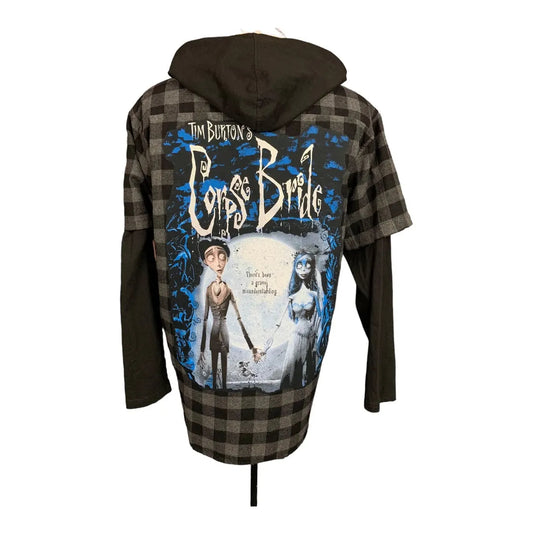 Corpse Bride Hooded Flannel Shirt Custom Rework XL