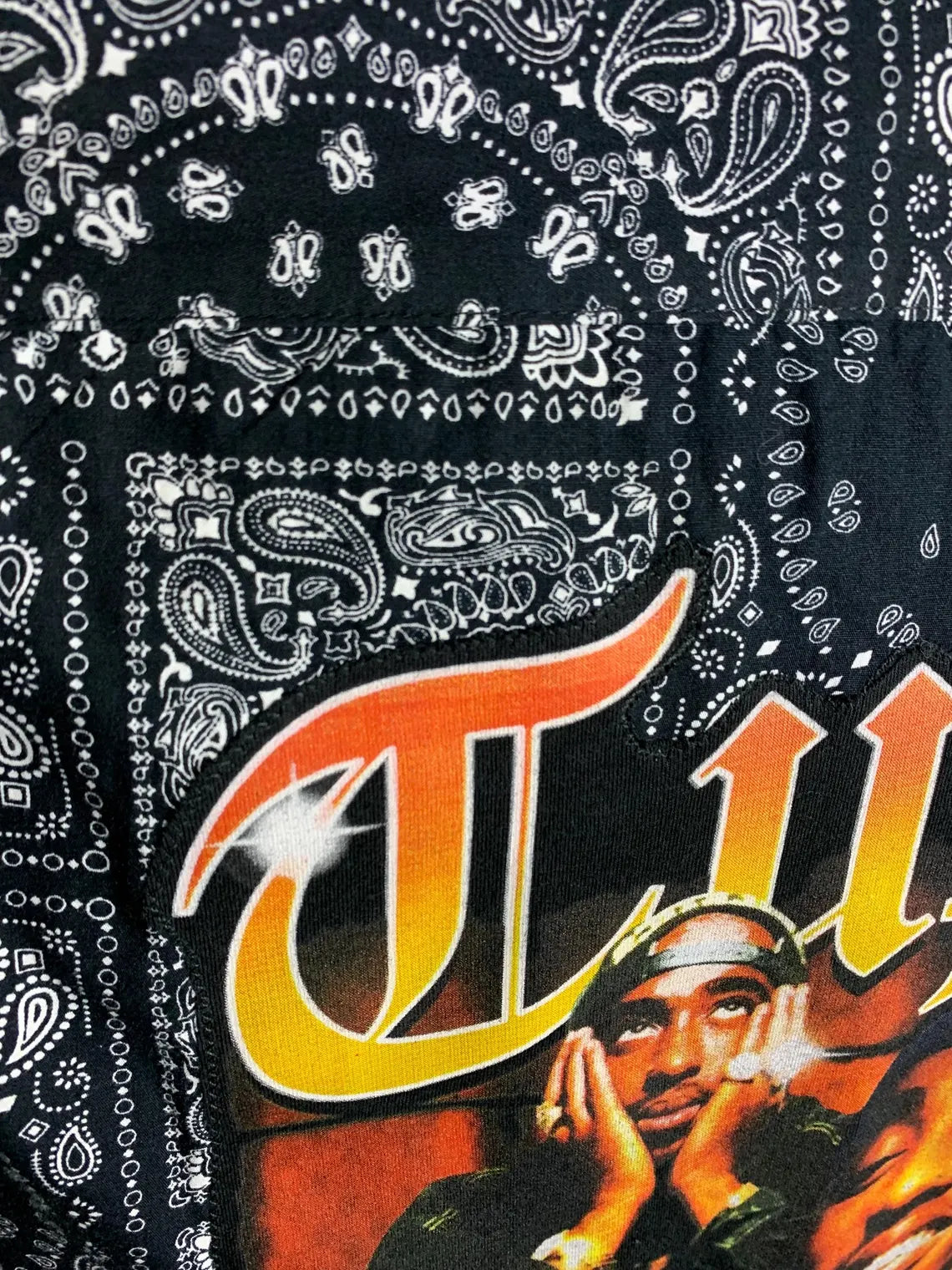 Tupac Button Up Shirt Custom Rework XL