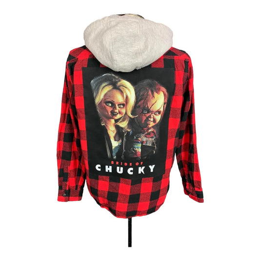 Bride of Chucky Hooded Flannel Shirt Custom Rework Large