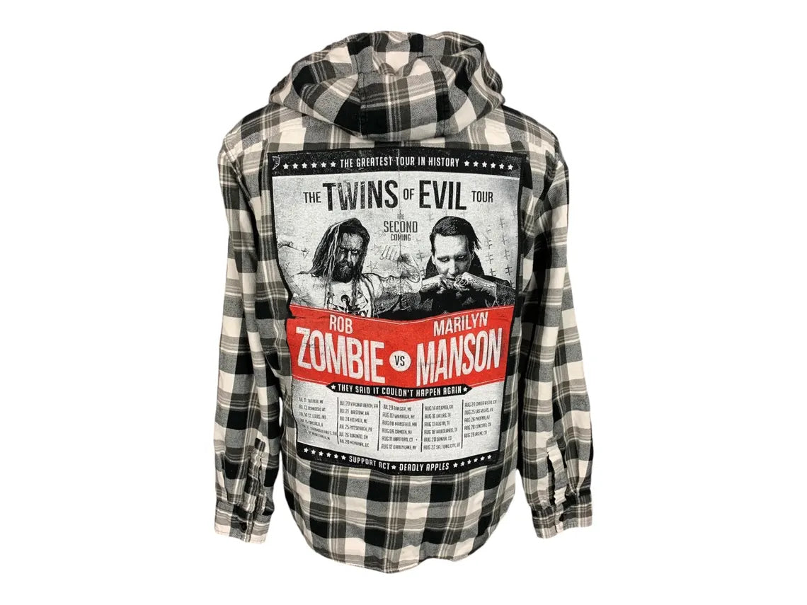 Rob Zombie & Marilyn Manson Flannel Shirt Custom Rework XL