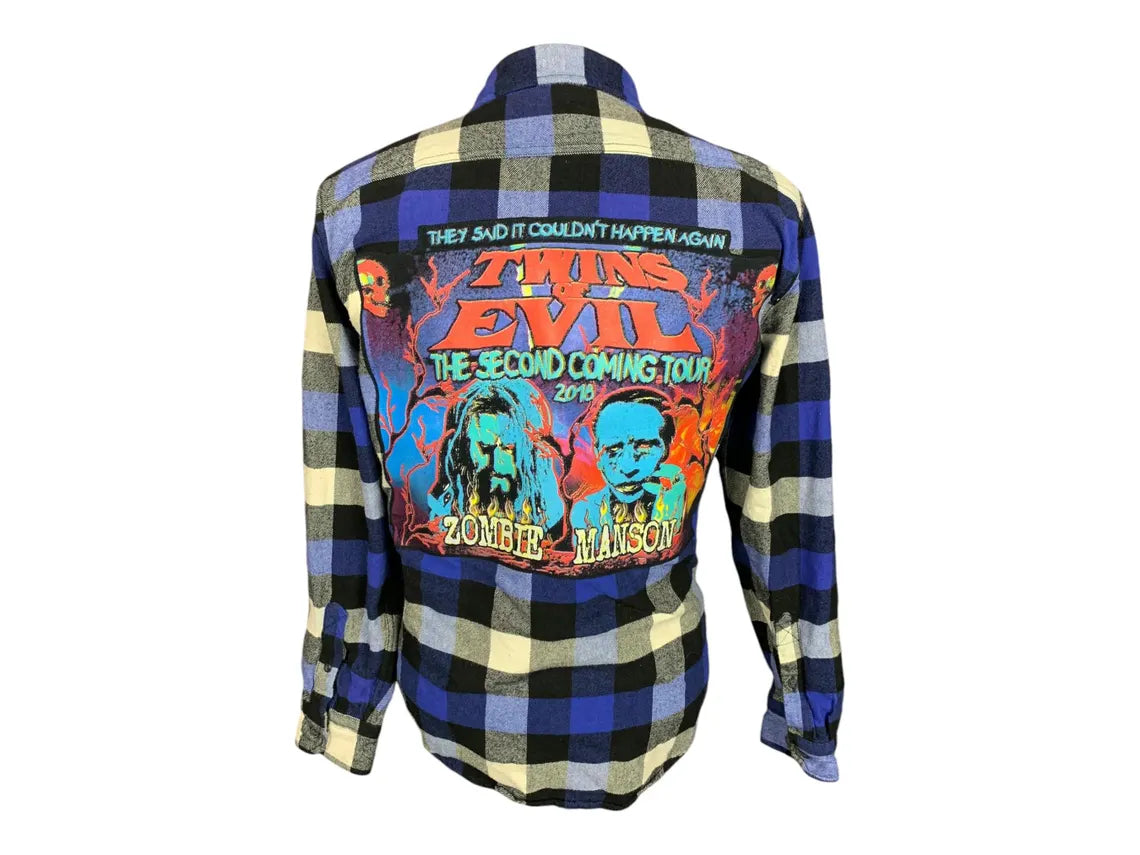 Rob Zombie & Marilyn Manson Flannel Shirt Custom Rework Large