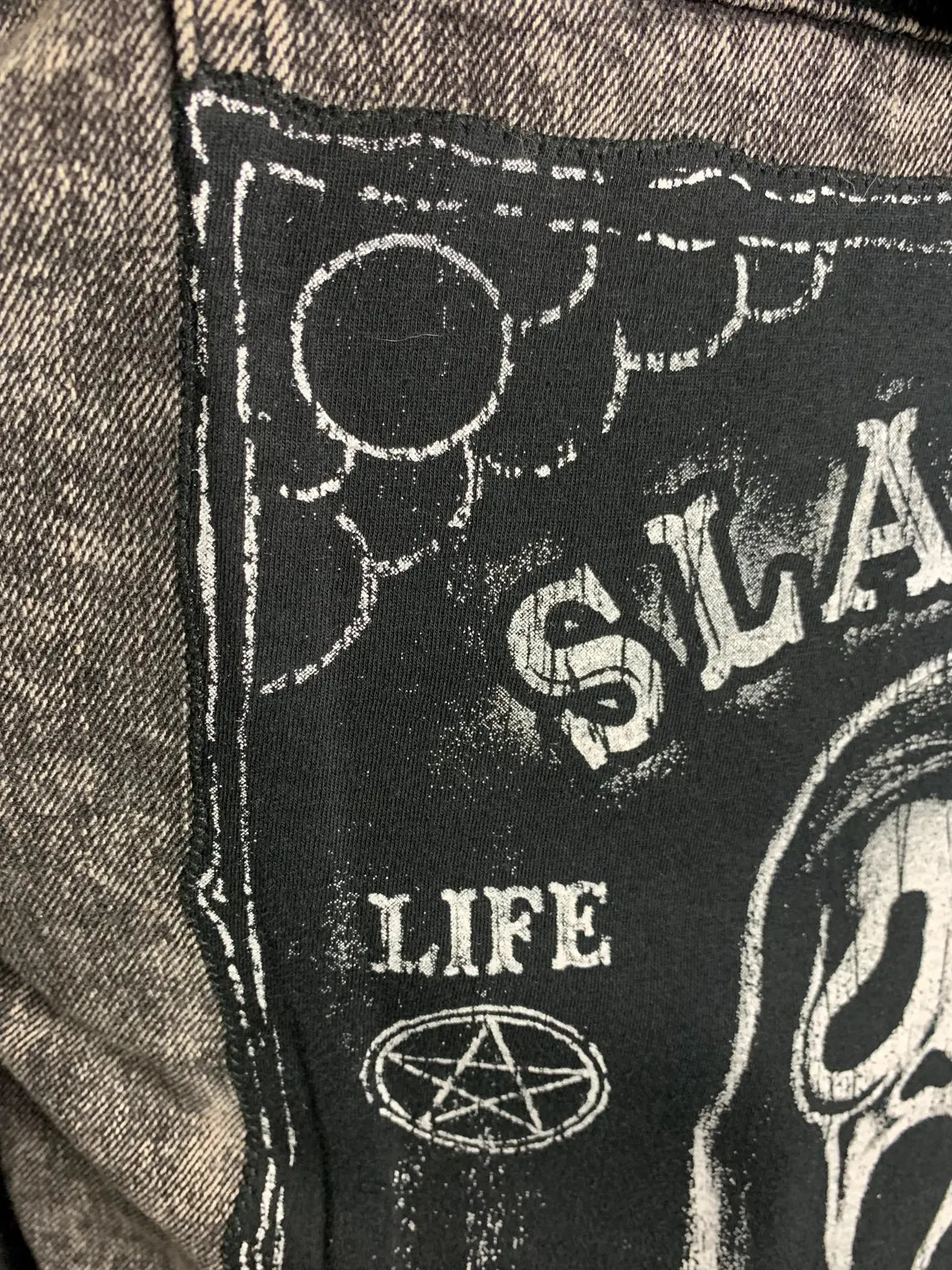 Scream Hooded Denim Jacket Custom Rework Small