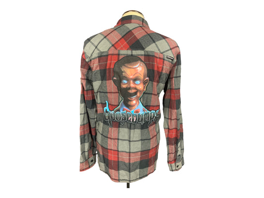 Goosebumps Slappy the Dummy Flannel Shirt Custom Rework XXL