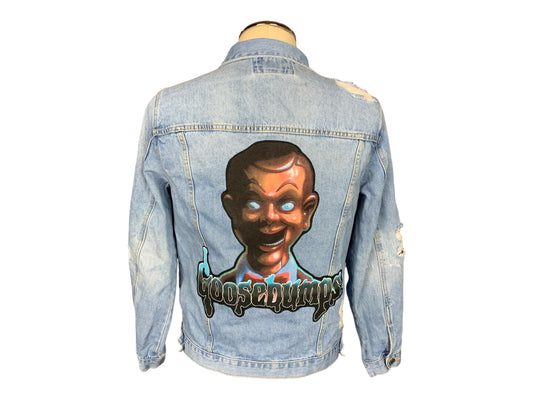 Goosebumps Jean Jacket Custom Rework L