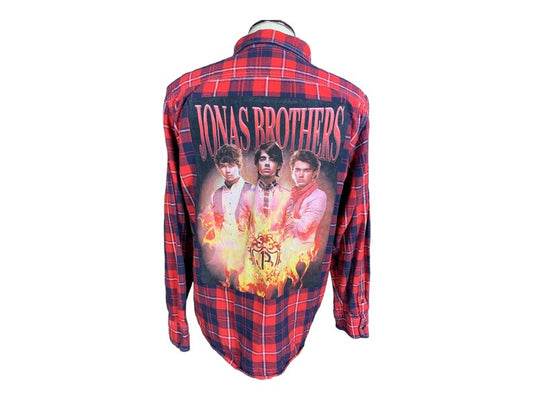 Jonas Brothers Flannel Shirt Custom Rework XXL