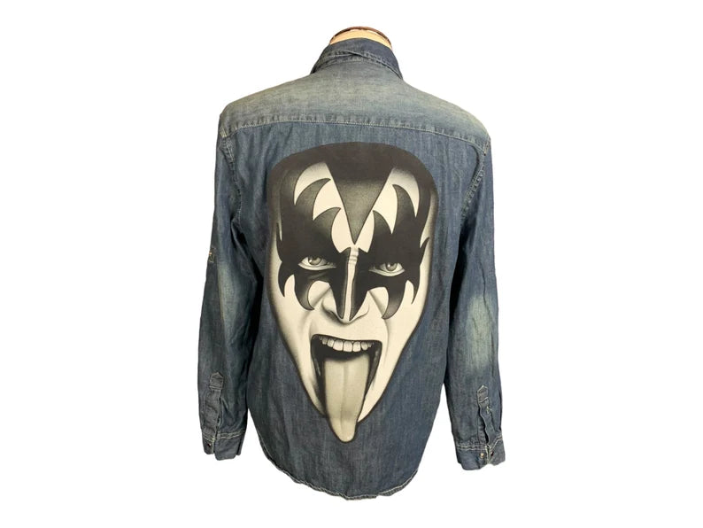 Kiss Denim Shirt Custom Rework Large